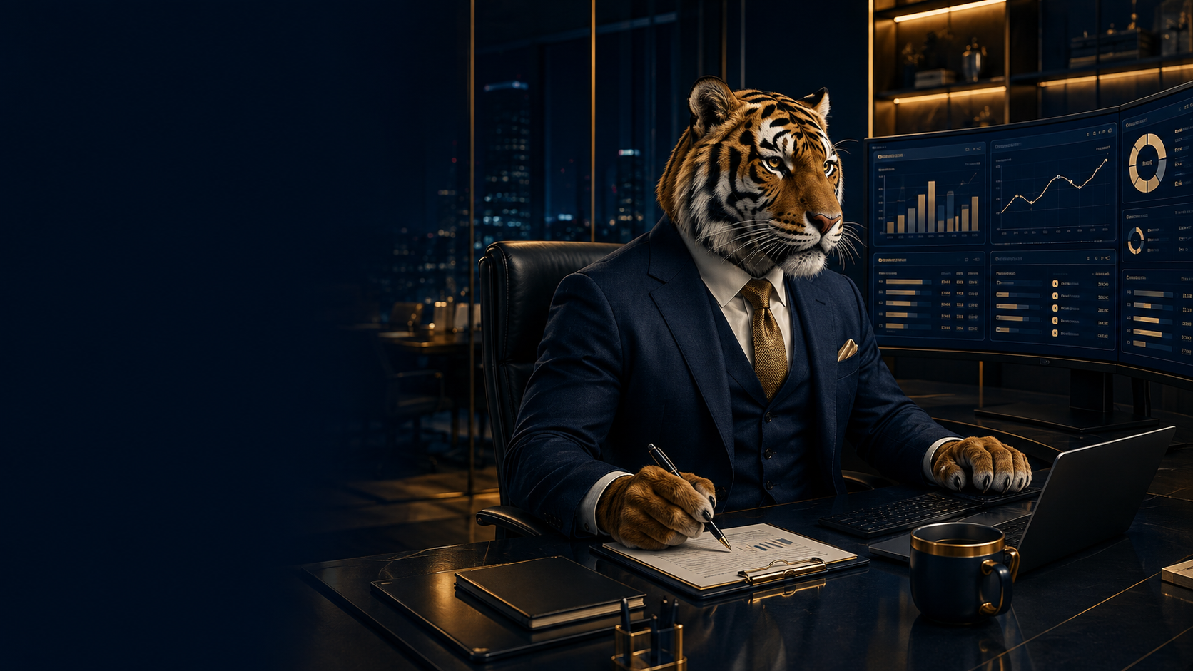Tiger CFO at a financial command center